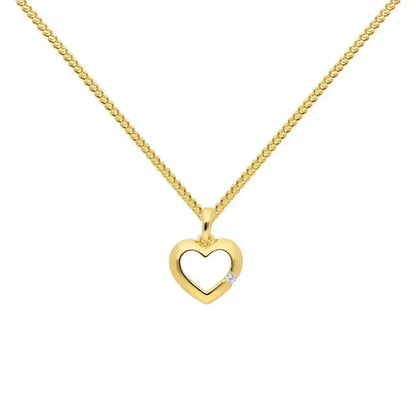 Gold Anhänger Herz Zirkonia mit Goldkette massiv 333 - 8 Karat Gold