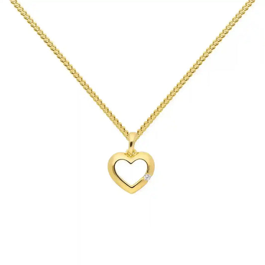 Gold Anhänger Herz Zirkonia mit Goldkette massiv 333 - 8 Karat Gold - Firma Holzenplotz - Silberketten-Goldketten.de 