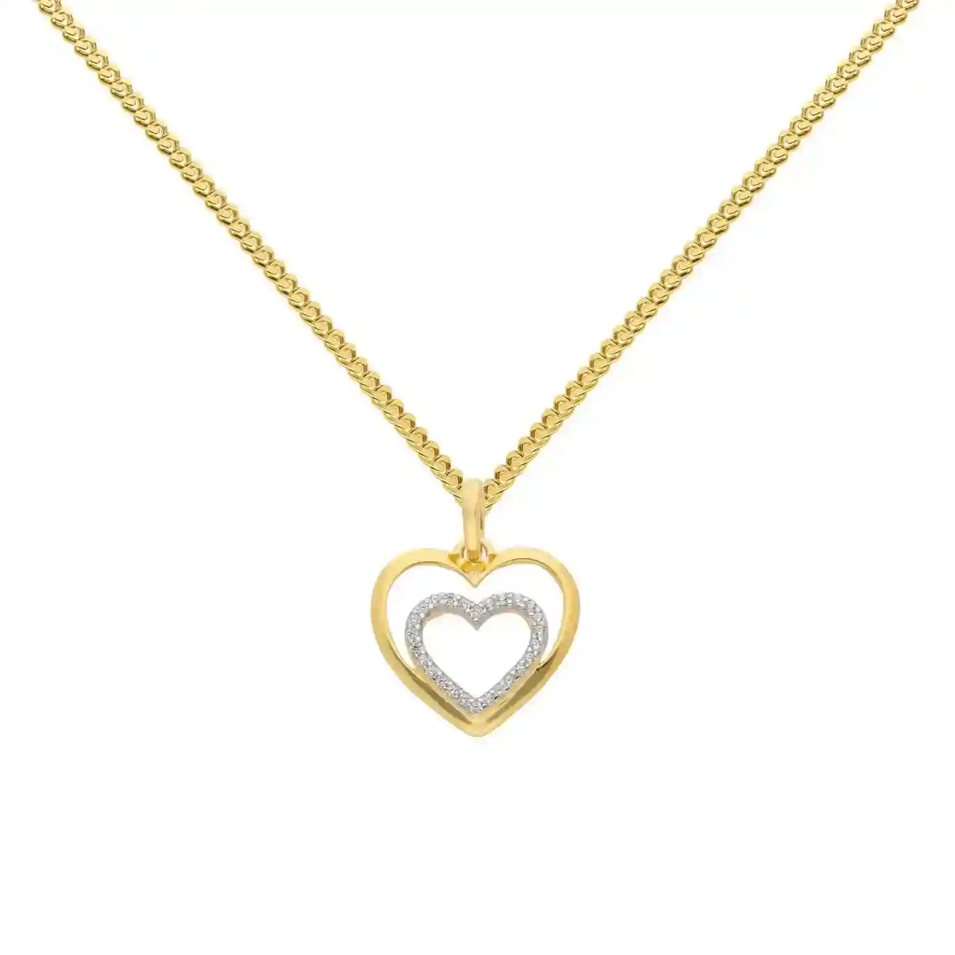 Gold Anhänger Herz Zirkonia mit Goldkette massiv 333-8 Karat Gold