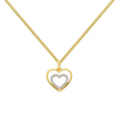 Gold Anhänger Herz Zirkonia mit Goldkette massiv 333-8 Karat Gold