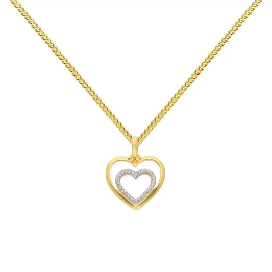 Gold Anhänger Herz Zirkonia mit Goldkette massiv 333-8 Karat Gold