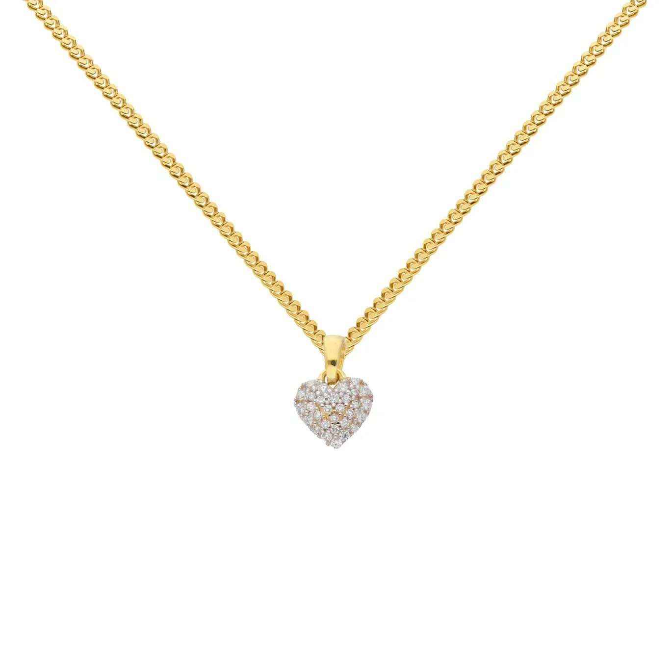 Gold Anhänger Herz Zirkonia mit Goldkette massiv 333 - 8 Karat Gold