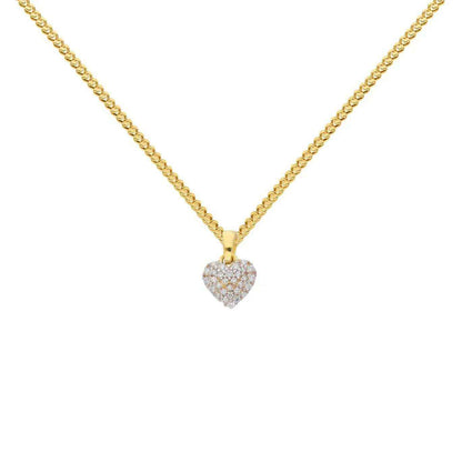 Gold Anhänger Herz Zirkonia mit Goldkette massiv 333 - 8 Karat Gold