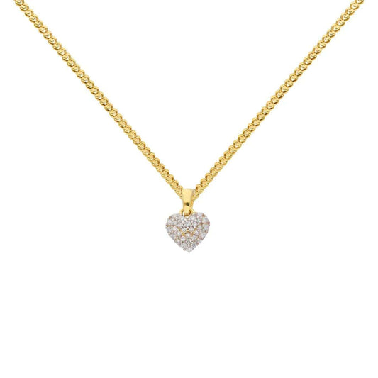 Gold Anhänger Herz Zirkonia mit Goldkette massiv 333 - 8 Karat Gold