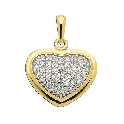 Gold Anhänger Herz Zirkonia mit Goldkette massiv 333-8 Karat Gold