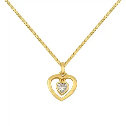 Gold Anhänger Herz Zirkonia mit Goldkette massiv 333 - 8 Karat Gold - Firma Holzenplotz - Silberketten-Goldketten.de 