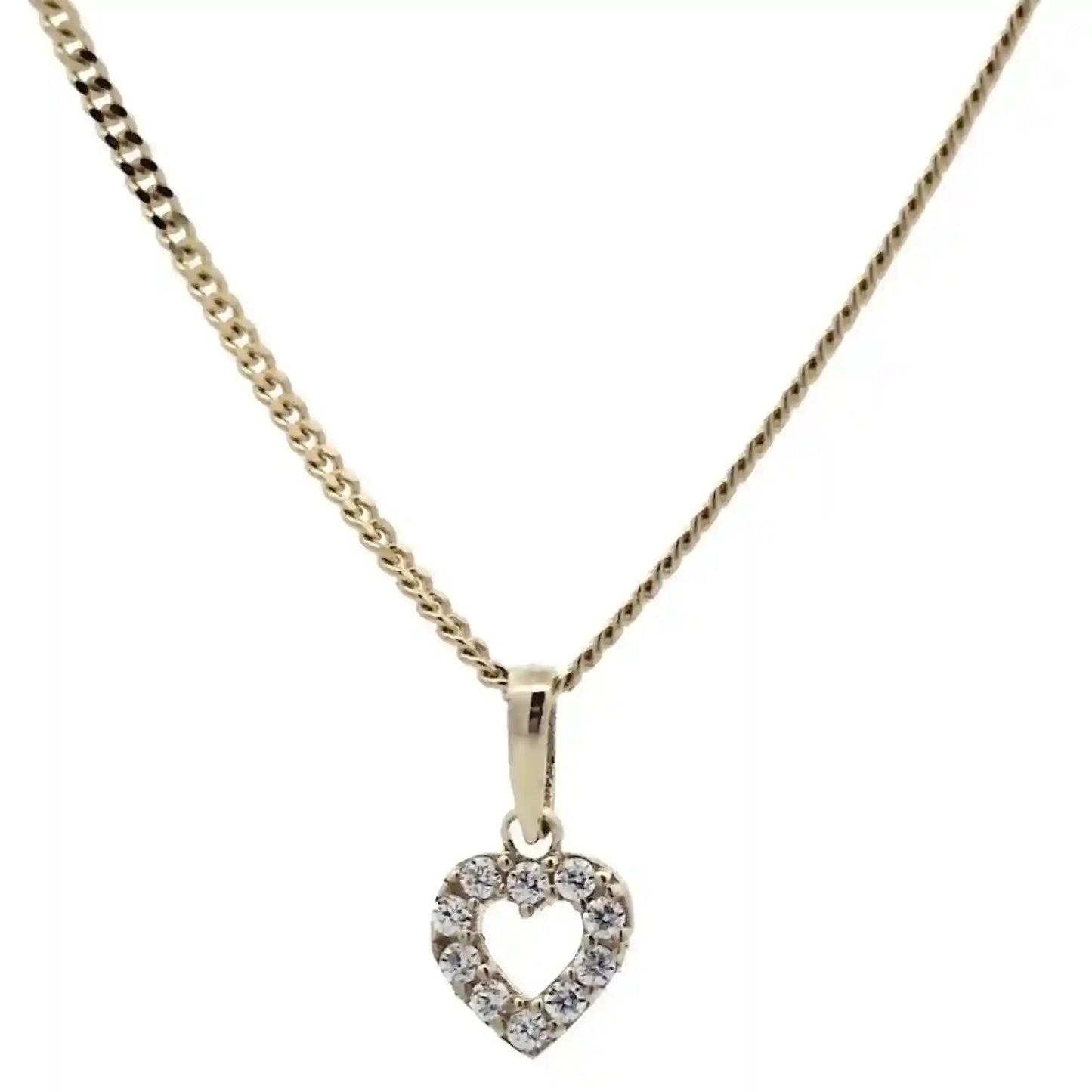 Gold Anhänger Herz Zirkonia mit Goldkette massiv 333 - 8 Karat Gold
