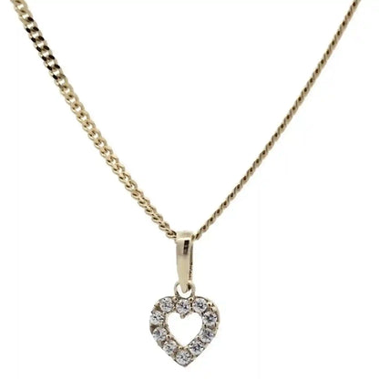Gold Anhänger Herz Zirkonia mit Goldkette massiv 333 - 8 Karat Gold