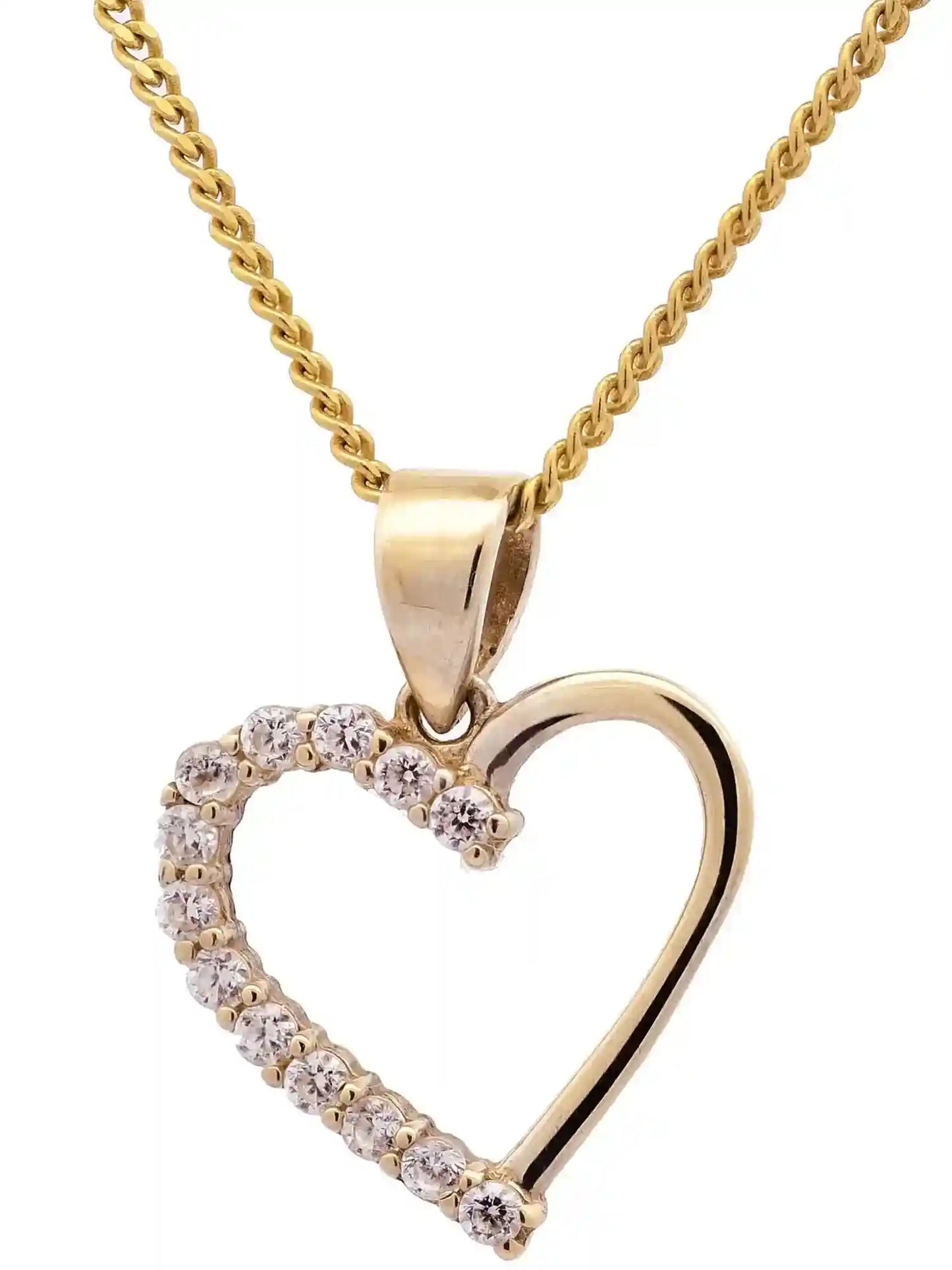 Gold Anhänger Herz Zirkonia mit Goldkette massiv 333 - 8 Karat Gold