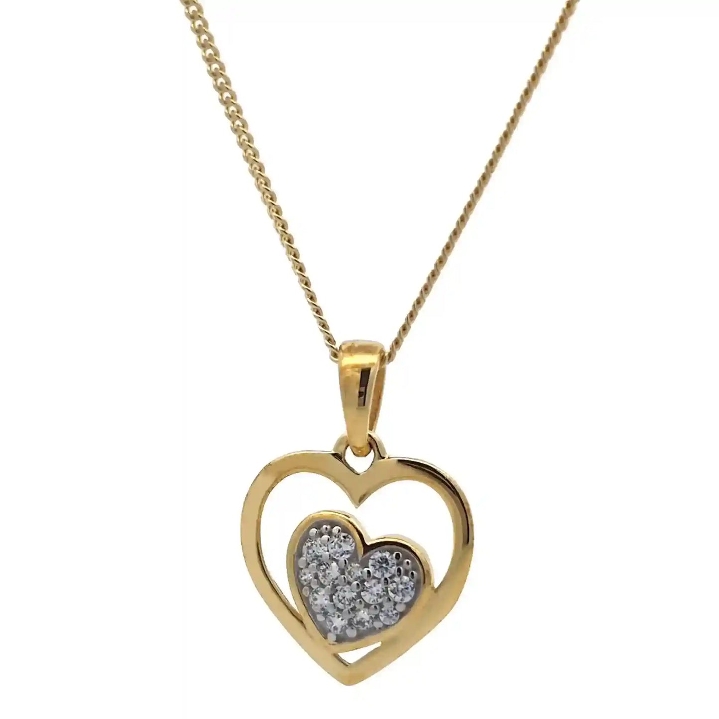 Gold Anhänger Herz Zirkonia mit Goldkette massiv 333 - 8 Karat Gold