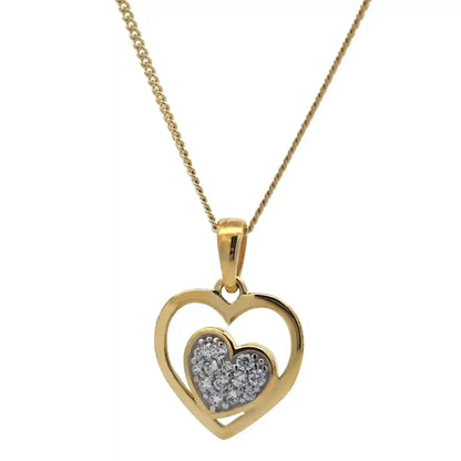 Gold Anhänger Herz Zirkonia mit Goldkette massiv 333 - 8 Karat Gold