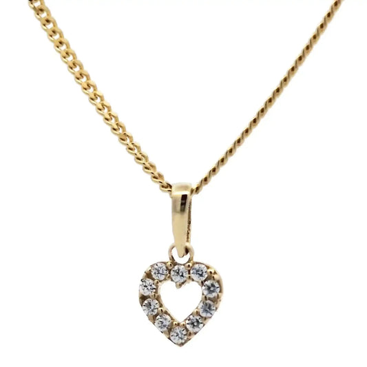 Gold Anhänger Herz Zirkonia mit Goldkette massiv 333 - 8 Karat Gold