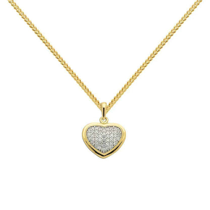 Gold Anhänger Herz Zirkonia mit Goldkette massiv 333-8 Karat Gold