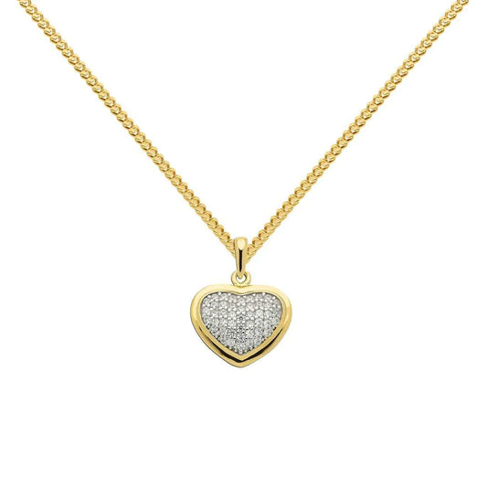 Gold Anhänger Herz Zirkonia mit Goldkette massiv 333-8 Karat Gold