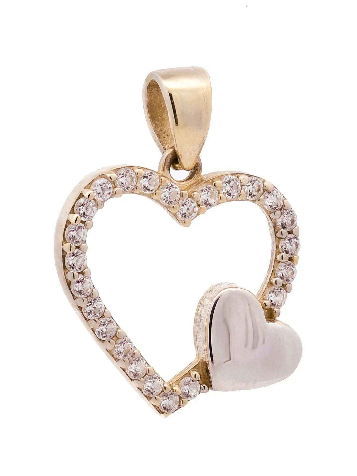 Gold Anhänger Herz Zirkonia mit Goldkette massiv 333-8 Karat Gold