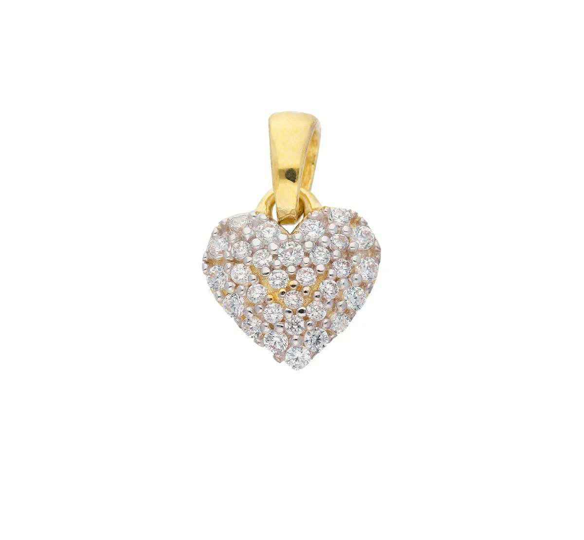Gold Anhänger Herz Zirkonia mit Goldkette massiv 333 - 8 Karat Gold