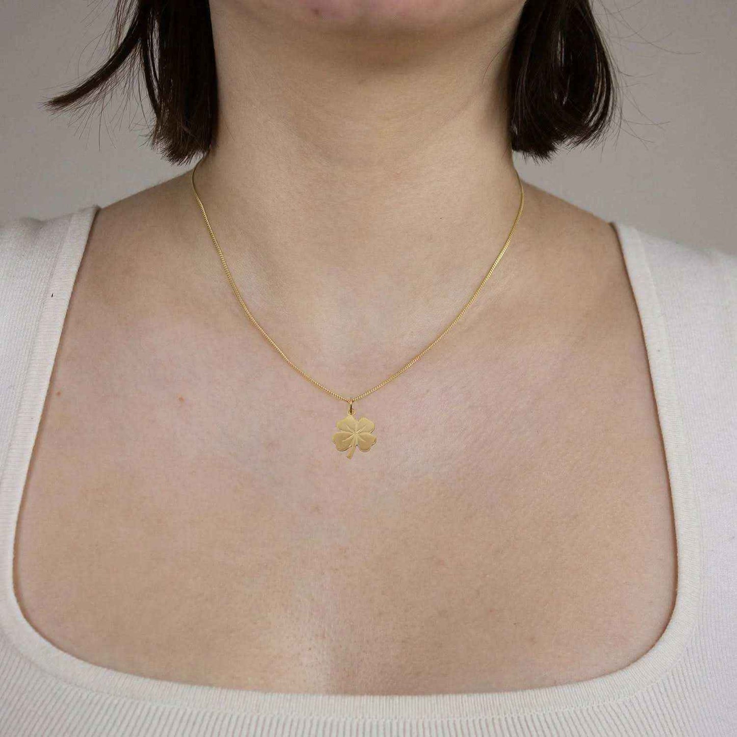 Gold Anhänger Kleeblatt  mit Goldkette massiv 333 - 8 Karat Gold