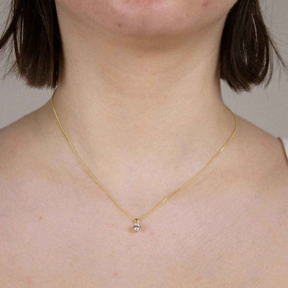 Gold Anhänger Krappenfassung Zirkonia mit Goldkette 333-8 Karat Gold