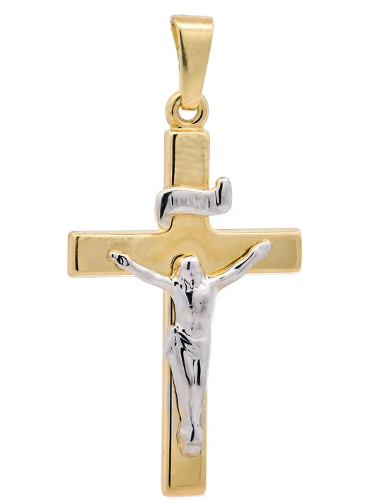 Gold Anhänger Kreuz Korpus massiv 333 - 8 Karat Gold rhodiniert - Firma Holzenplotz - Silberketten - Goldketten.de