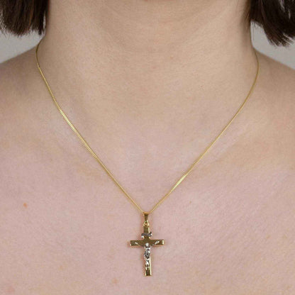 Gold Anhänger Kreuz Korpus  mit Goldkette massiv 333-8 Karat Gold