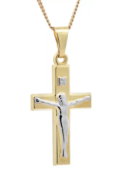 Gold Anhänger Kreuz Korpus  mit Goldkette massiv 333-8 Karat Gold