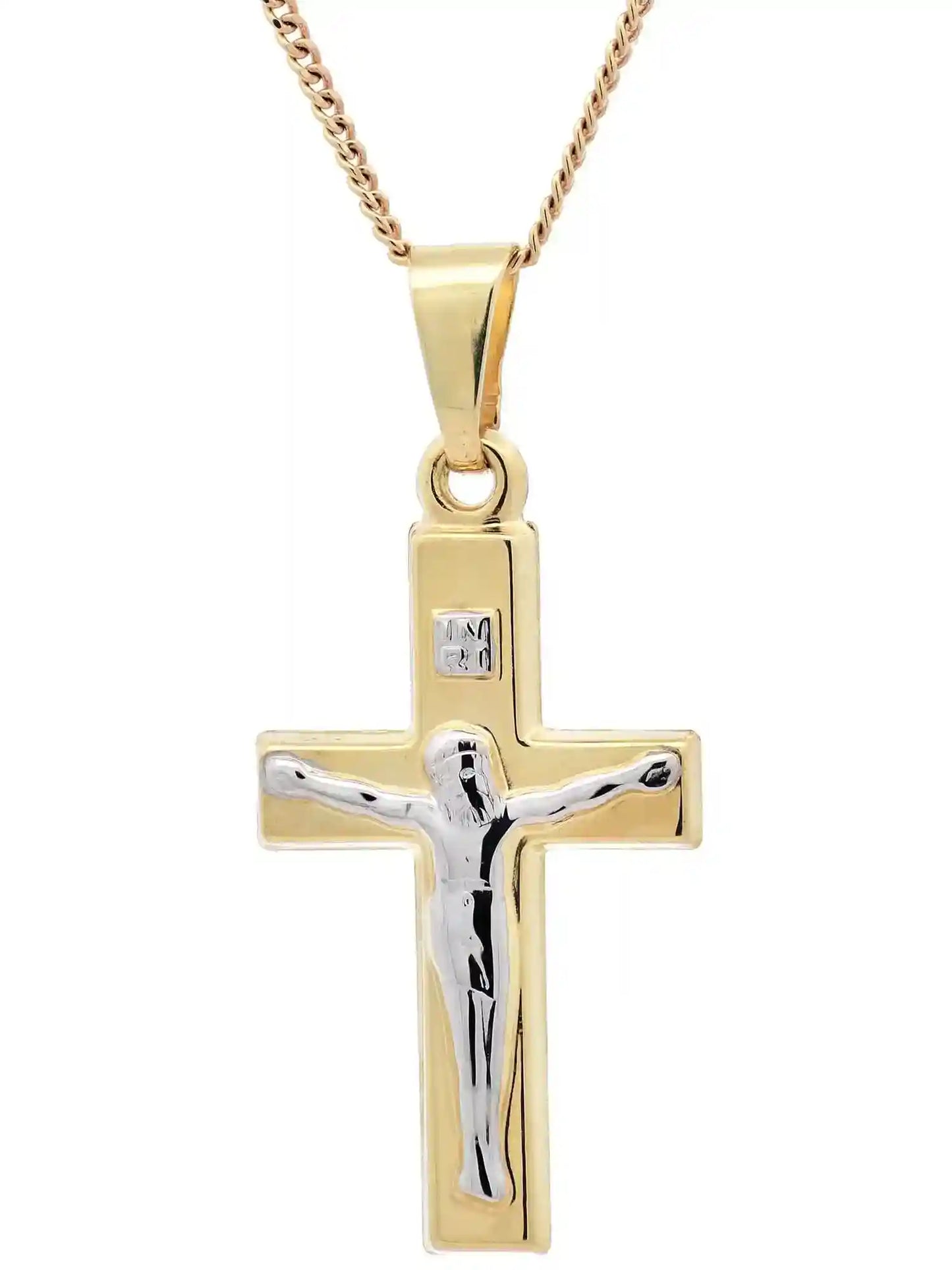 Gold Anhänger Kreuz Korpus  mit Goldkette massiv 333-8 Karat Gold