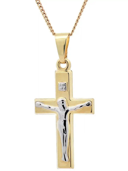 Gold Anhänger Kreuz Korpus  mit Goldkette massiv 333-8 Karat Gold