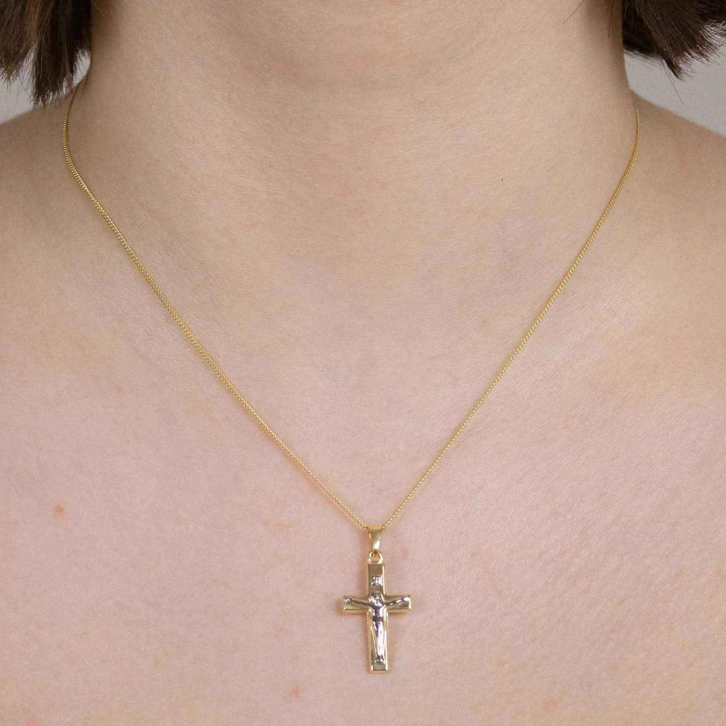 Gold Anhänger Kreuz Korpus  mit Goldkette massiv 333-8 Karat Gold