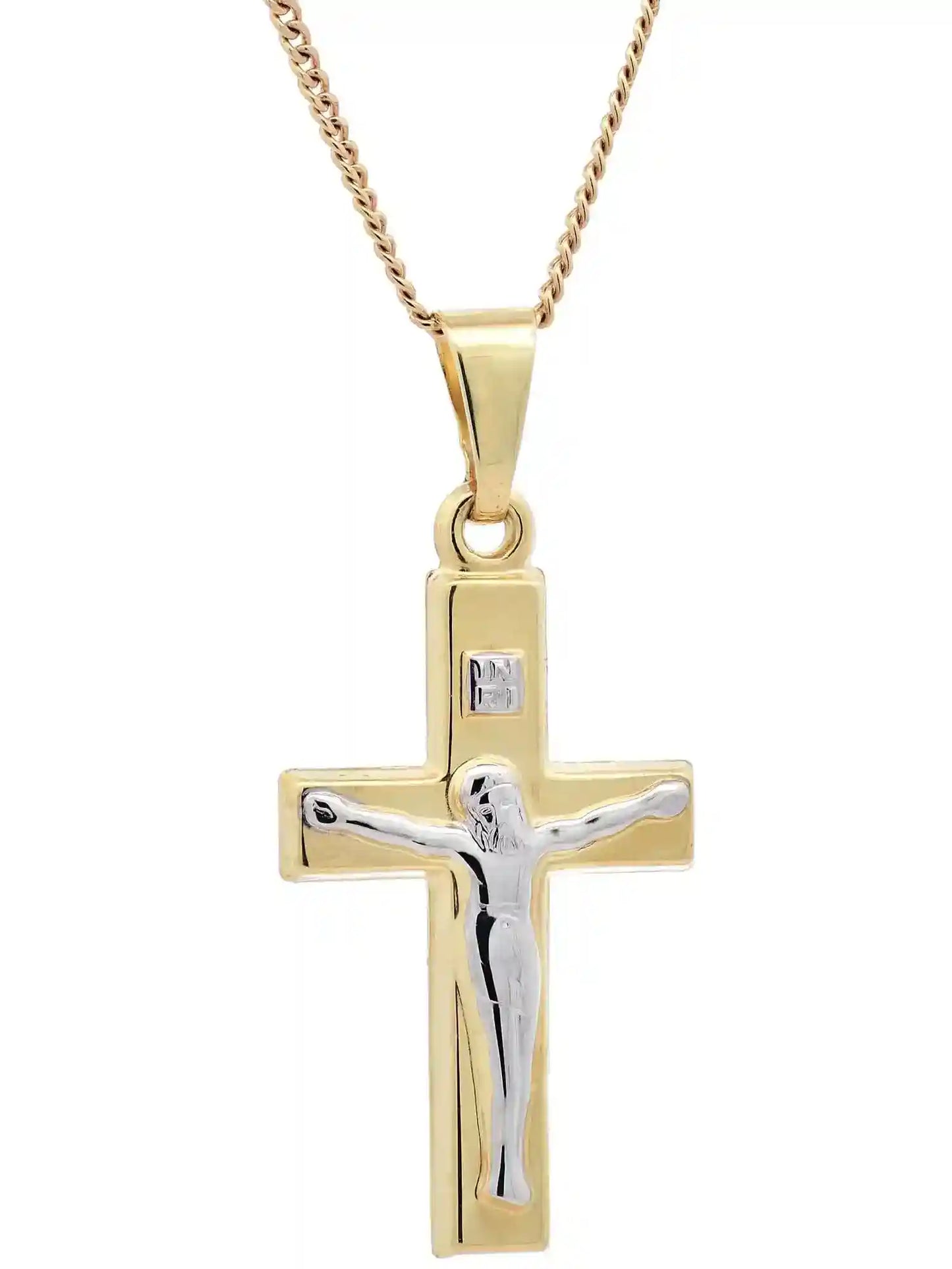 Gold Anhänger Kreuz Korpus  mit Goldkette massiv 333-8 Karat Gold