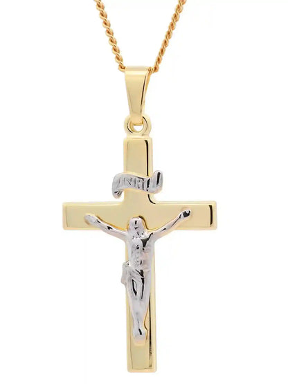 Gold Anhänger Kreuz Korpus  mit Goldkette massiv 333-8 Karat Gold