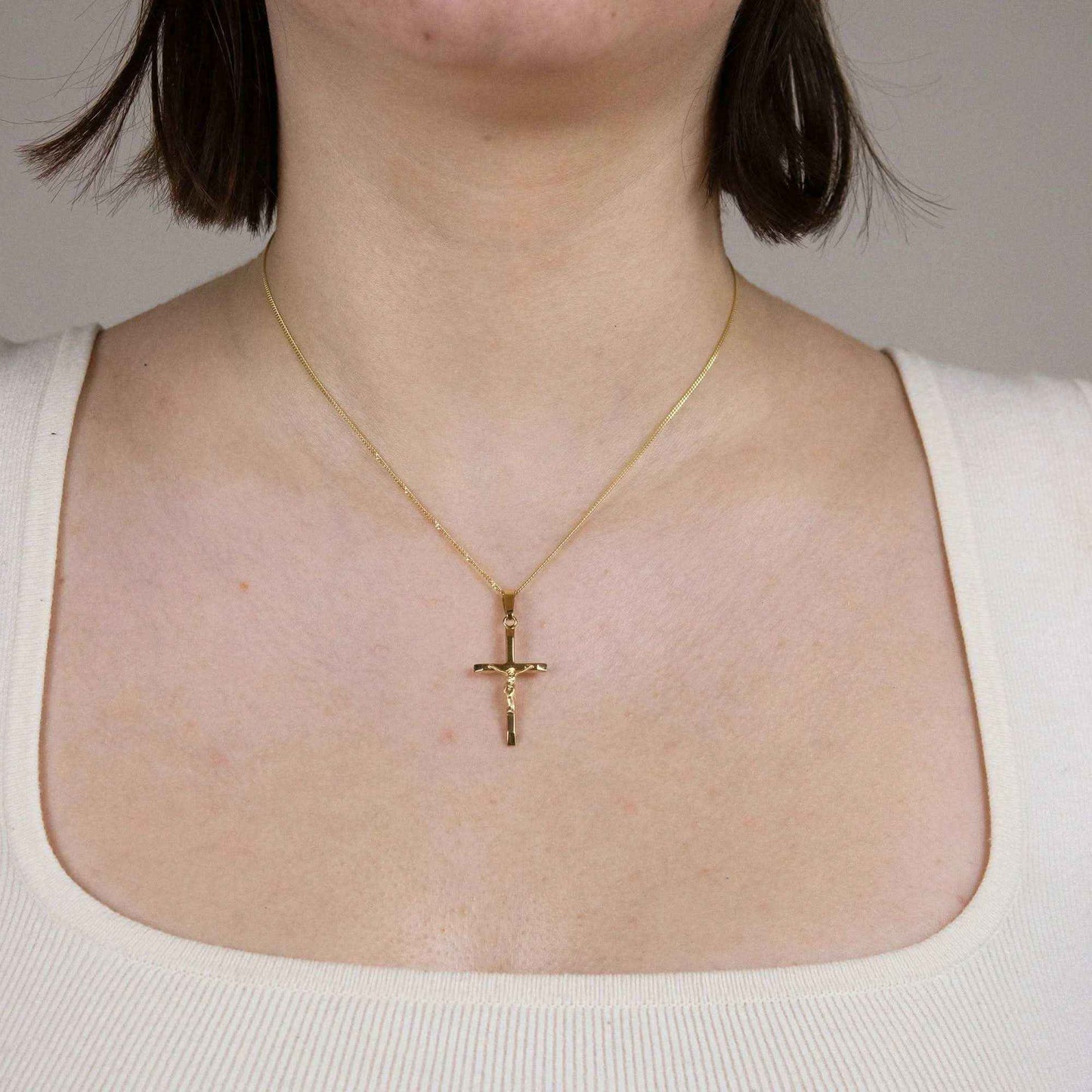 Gold Anhänger Kreuz Korpus    mit Goldkette massiv 375 - 9 Karat Gold