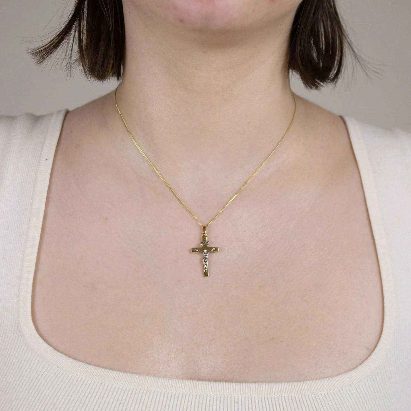 Gold Anhänger Kreuz Korpus  mit Goldkette massiv 585-14 Karat Gold