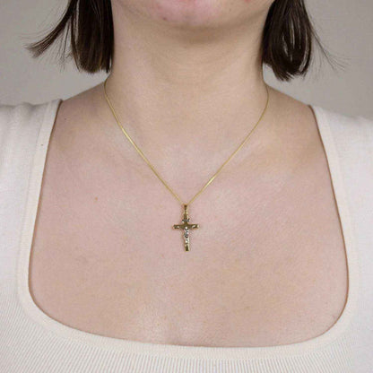 Gold Anhänger Kreuz Korpus  mit Goldkette massiv 585-14 Karat Gold