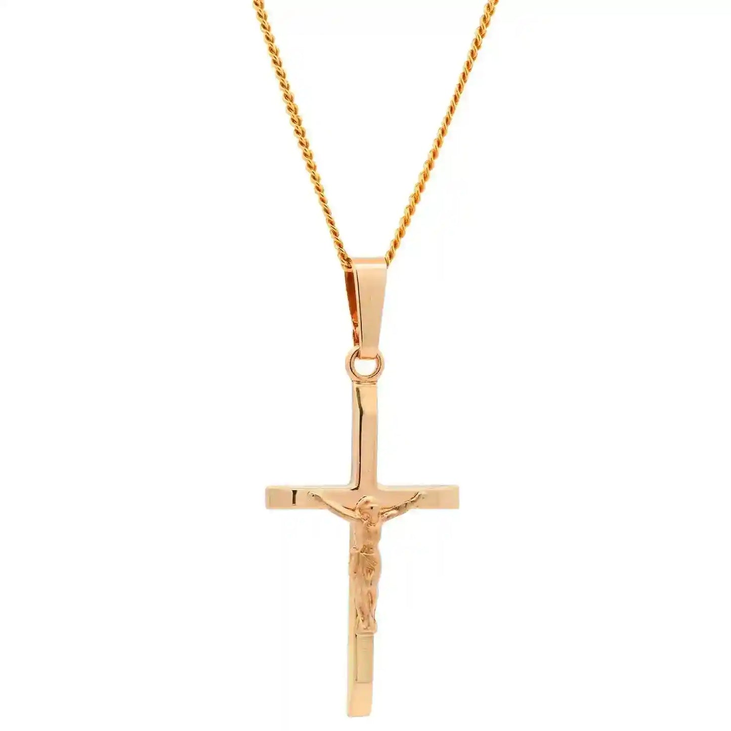 Gold Anhänger Kreuz Korpus mit Goldkette massiv 585 - 14 Karat Gold