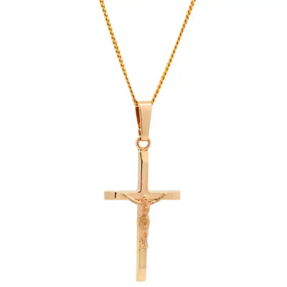 Gold Anhänger Kreuz Korpus mit Goldkette massiv 585 - 14 Karat Gold