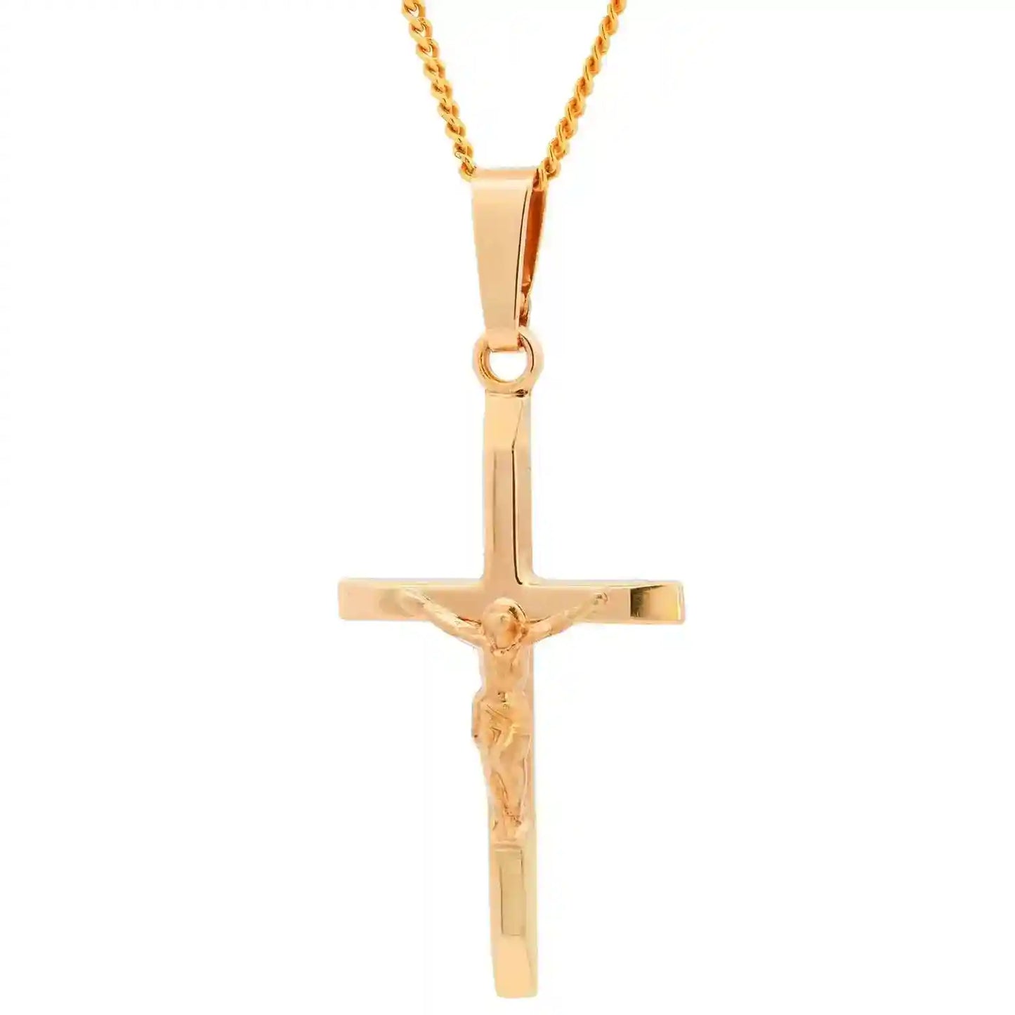 Gold Anhänger Kreuz Korpus mit Goldkette massiv 585 - 14 Karat Gold