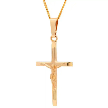 Gold Anhänger Kreuz Korpus mit Goldkette massiv 585 - 14 Karat Gold