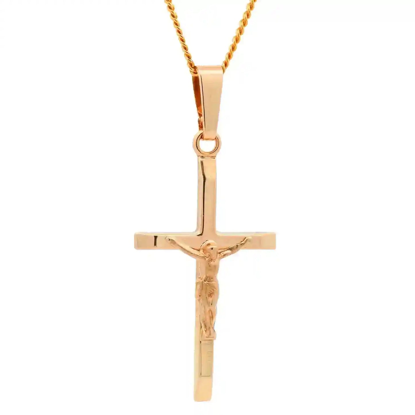 Gold Anhänger Kreuz Korpus mit Goldkette massiv 585 - 14 Karat Gold