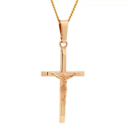 Gold Anhänger Kreuz Korpus mit Goldkette massiv 585 - 14 Karat Gold