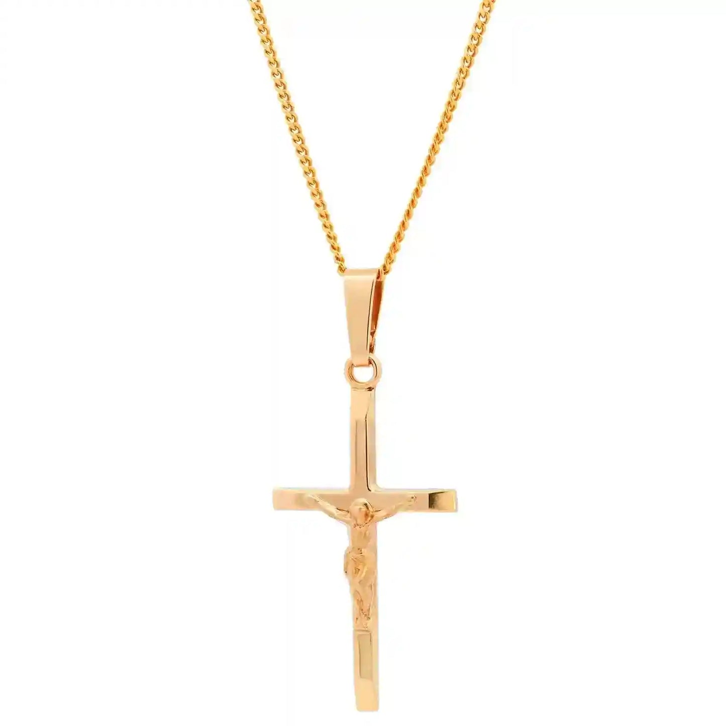 Gold Anhänger Kreuz Korpus mit Goldkette massiv 585 - 14 Karat Gold
