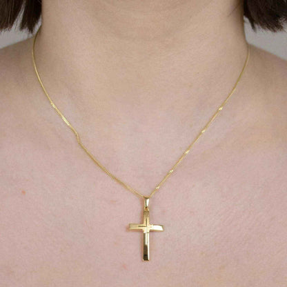 Gold Anhänger Kreuz  mit Goldkette massiv 333 - 8 Karat Gold