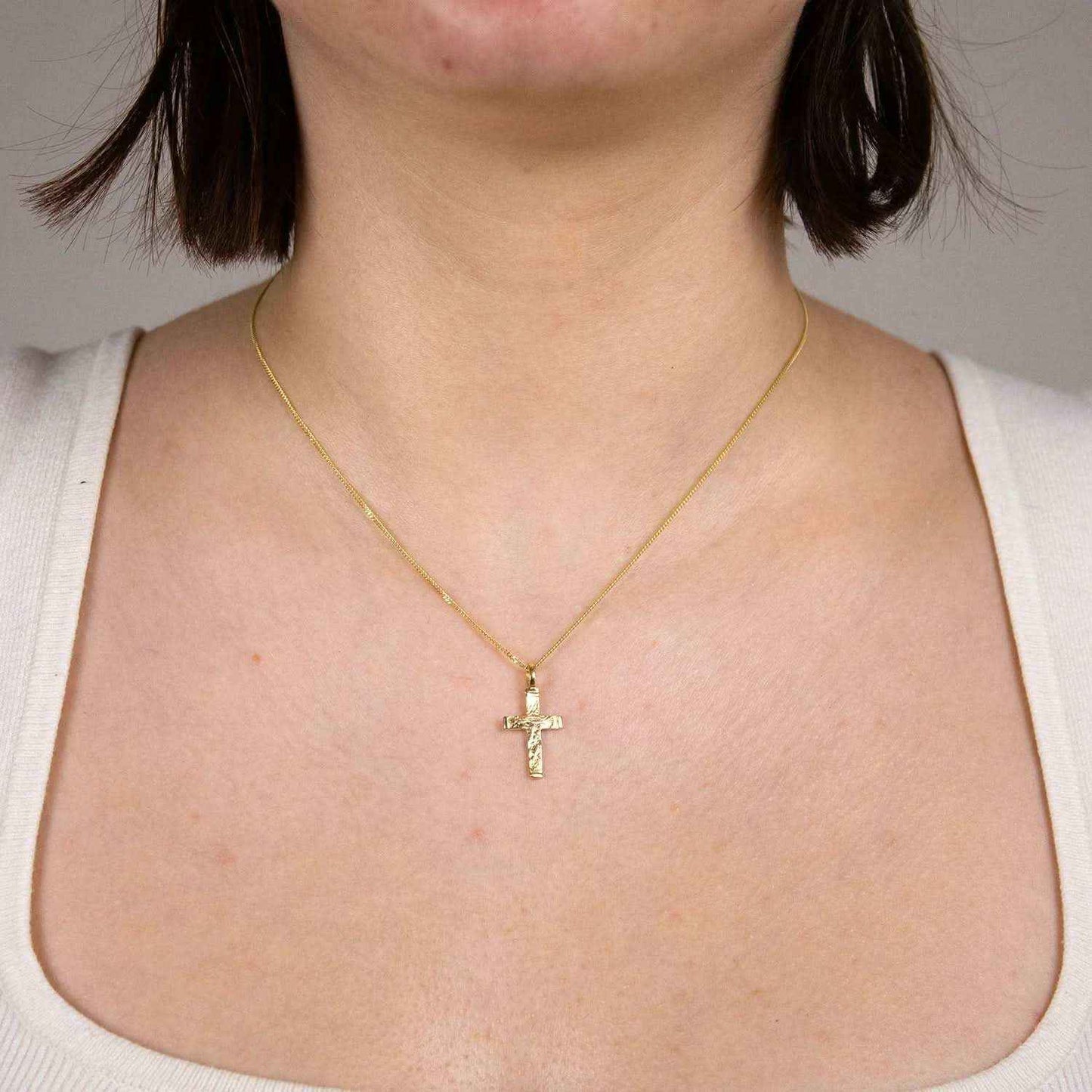 Gold Anhänger Kreuz  mit Goldkette massiv 333 - 8 Karat Gold