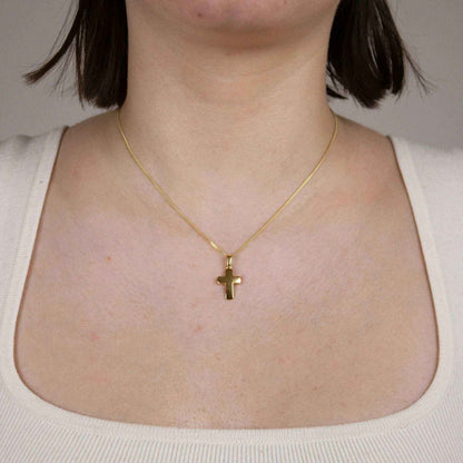 Gold Anhänger Kreuz mit Goldkette massiv 333 - 8 Karat Gold - Firma Holzenplotz - Silberketten-Goldketten.de 