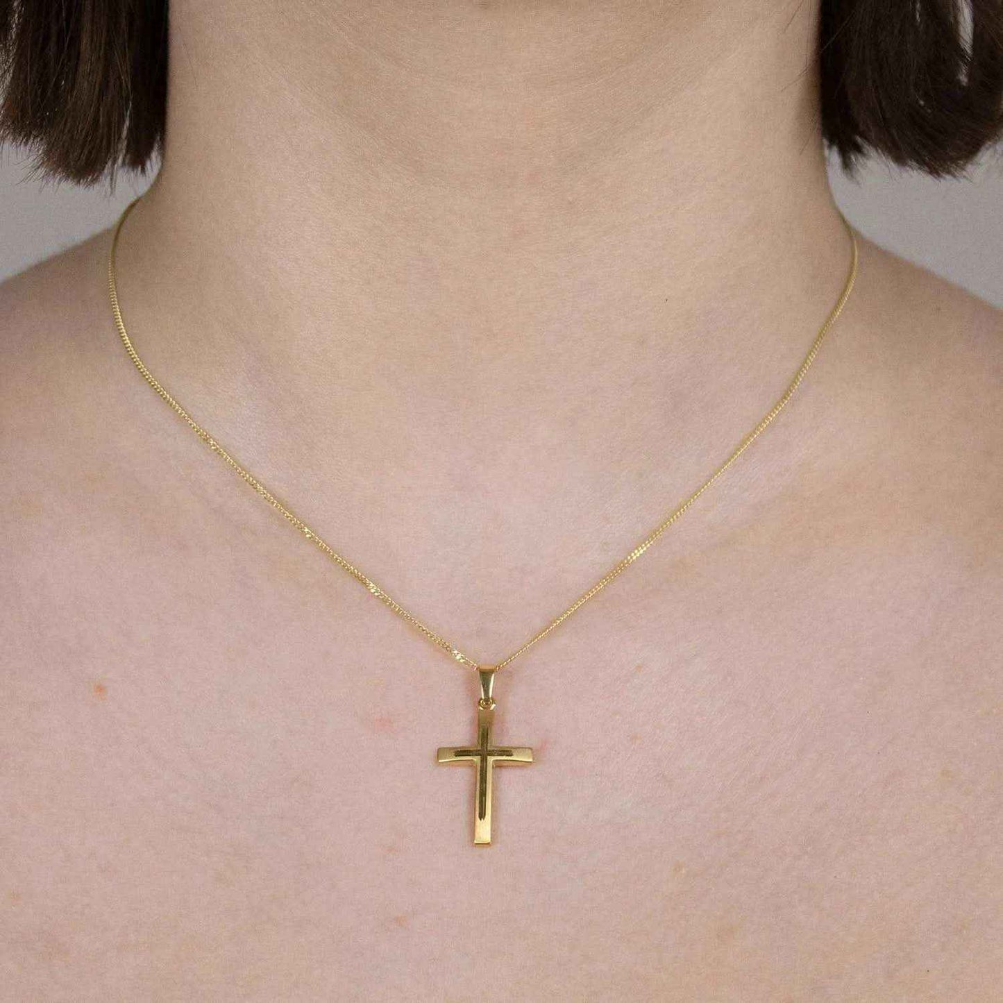 Gold Anhänger Kreuz  mit Goldkette massiv 333 - 8 Karat Gold