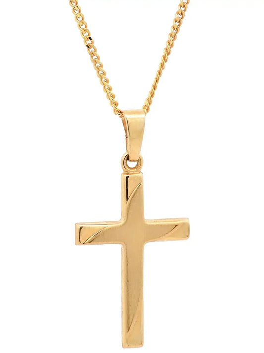 Gold Anhänger Kreuz  mit Goldkette massiv 333 - 8 Karat Gold