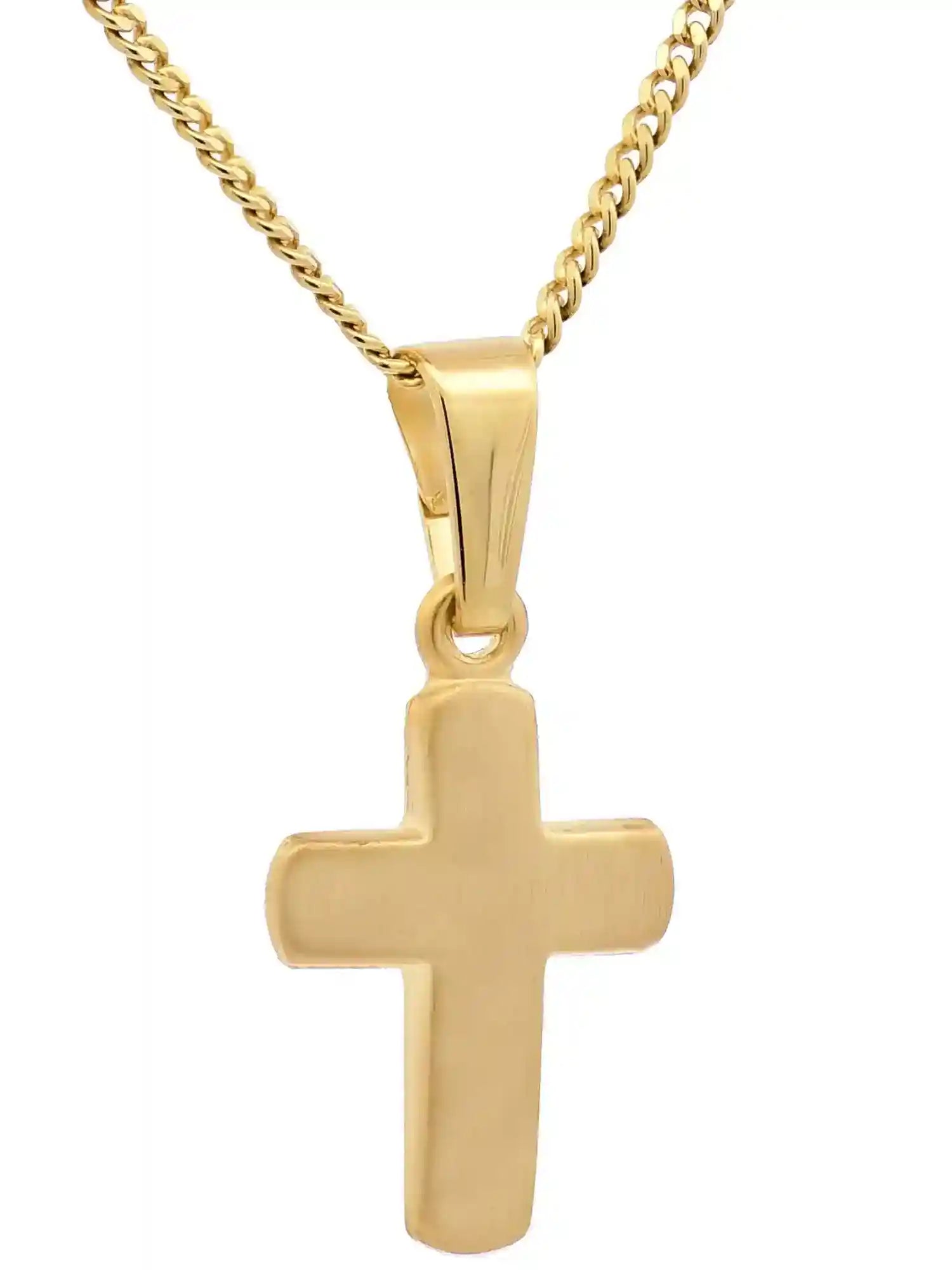 Gold Anhänger Kreuz mit Goldkette massiv 333 - 8 Karat Gold - Firma Holzenplotz - Silberketten-Goldketten.de 