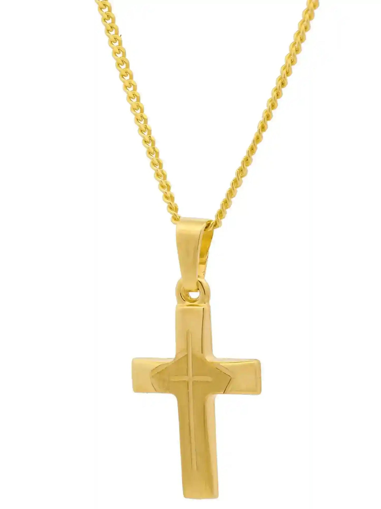 Gold Anhänger Kreuz  mit Goldkette massiv 333 - 8 Karat Gold