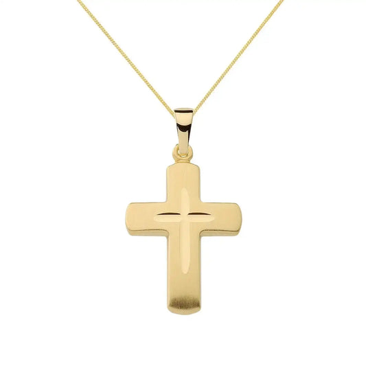Gold Anhänger Kreuz  mit Goldkette massiv 333 - 8 Karat Gold