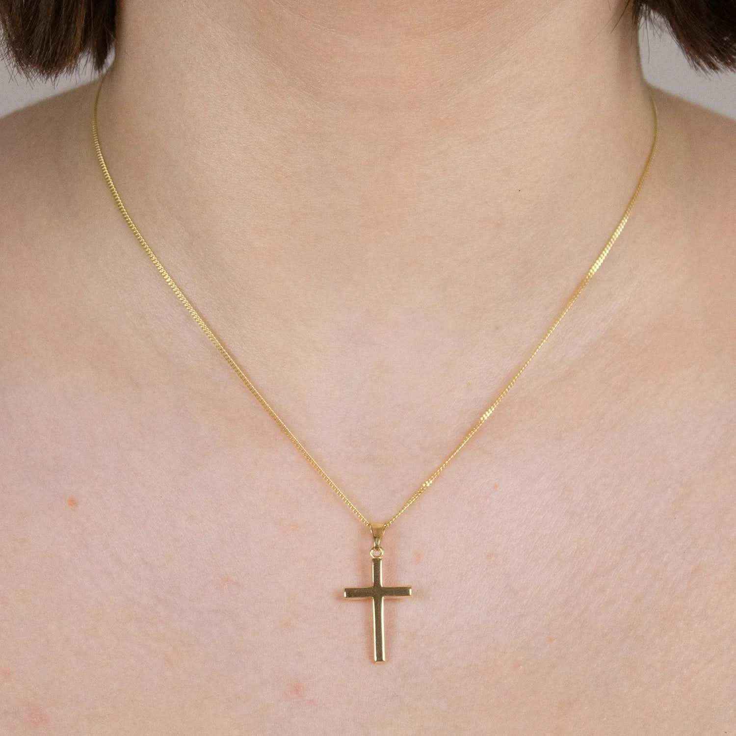 Gold Anhänger Kreuz mit Goldkette massiv 333 - 8 Karat Gold - Firma Holzenplotz - Silberketten-Goldketten.de 
