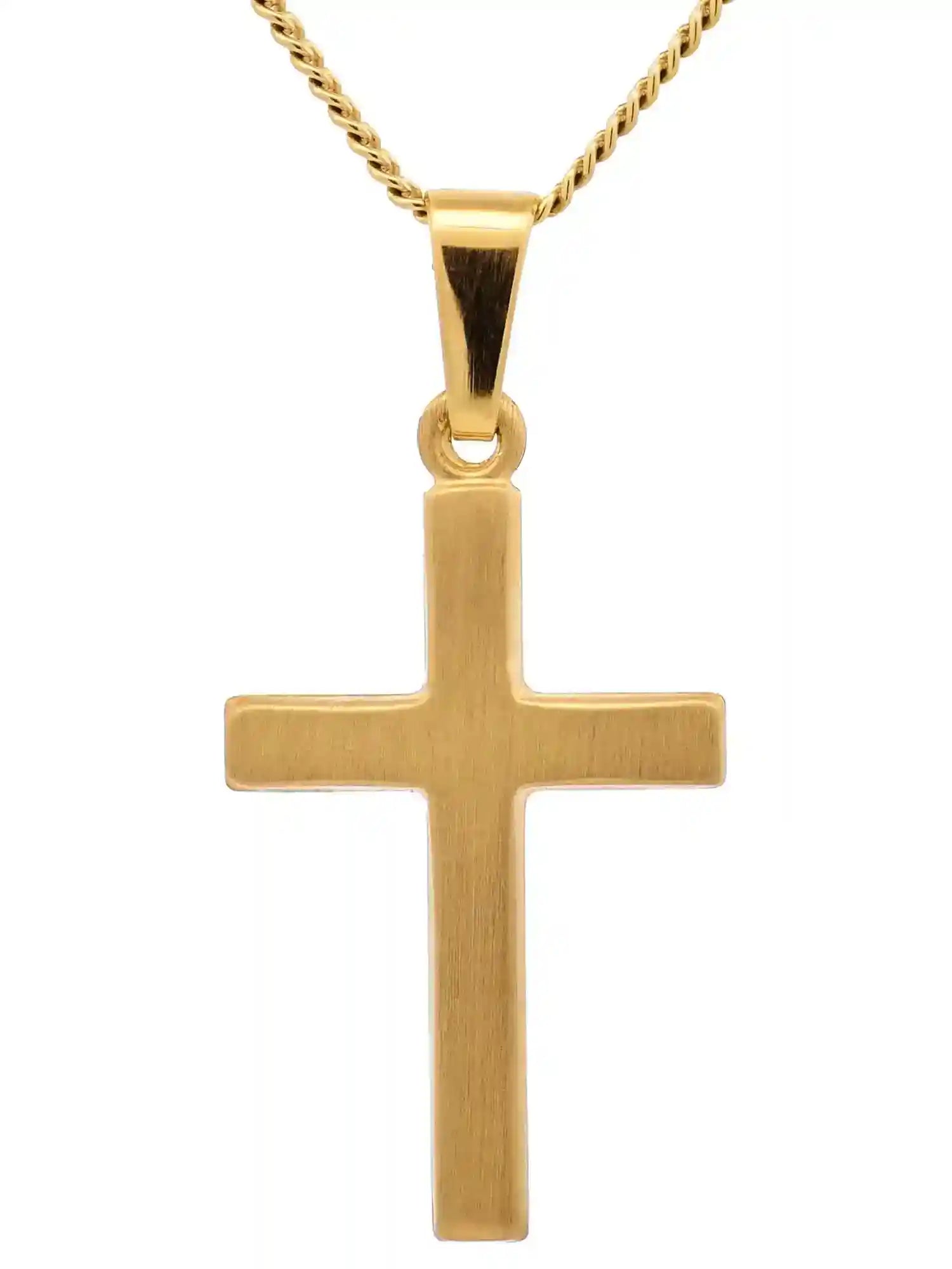 Gold Anhänger Kreuz mit Goldkette massiv 333 - 8 Karat Gold - Firma Holzenplotz - Silberketten-Goldketten.de 